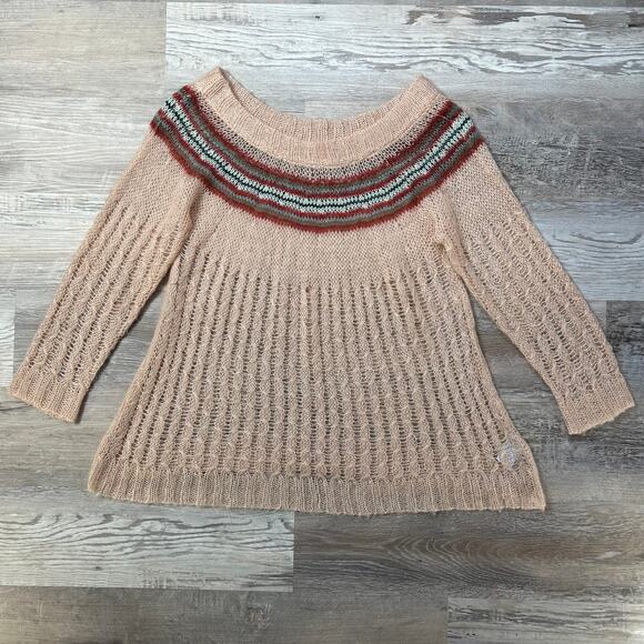 Urban Outfitters Cooperative Mohair Blend Open Knit Sweater Peach L - Picture 1 of 5